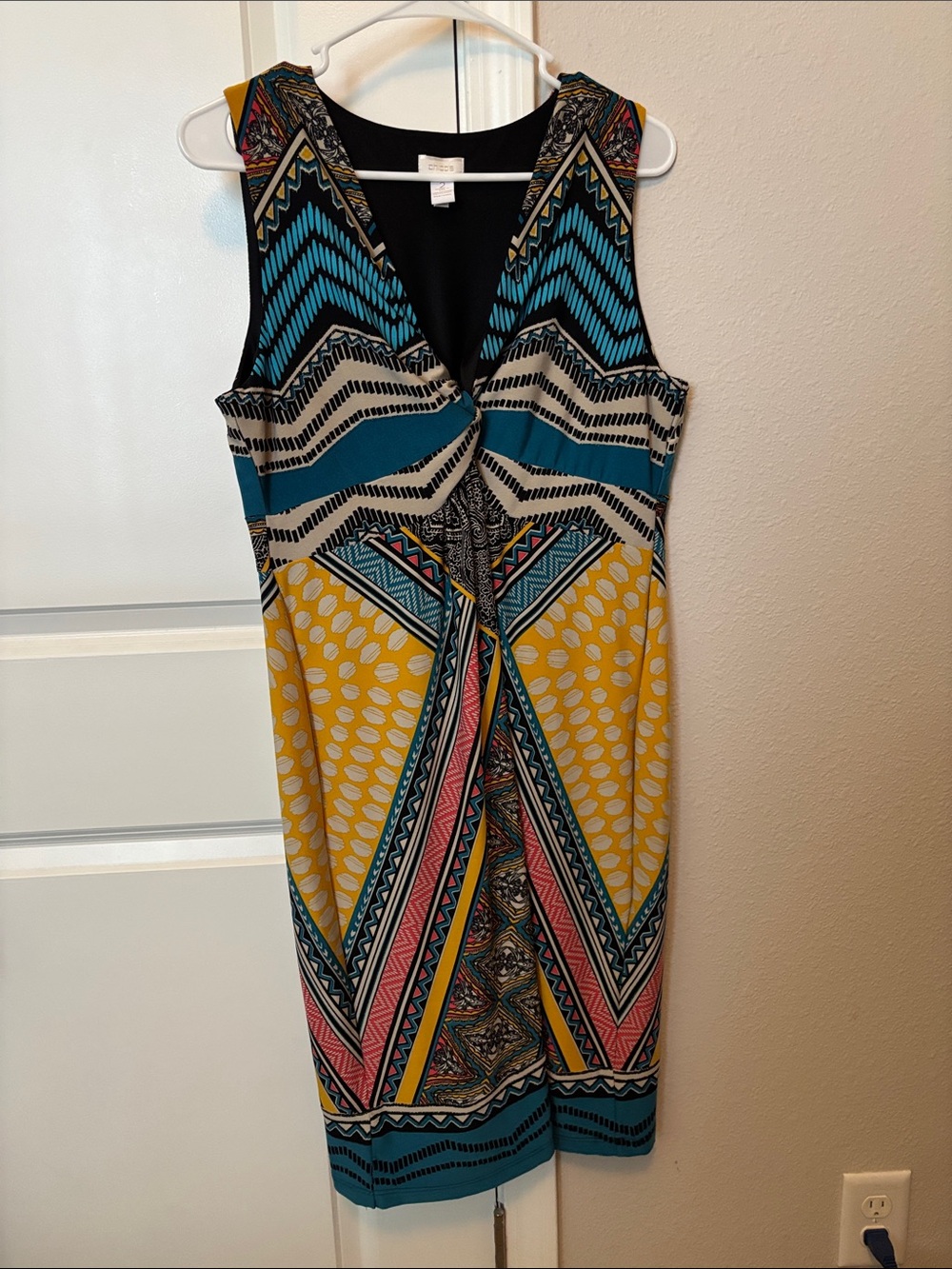 Chico's Sleeveless Twist-Front Midi Dress Paisley Bohemian